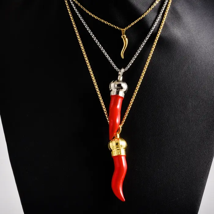 Pendentif en forme de poivron rouge pour hommes style hip-hop rock occasion mariage bijou audacieux et protecteur