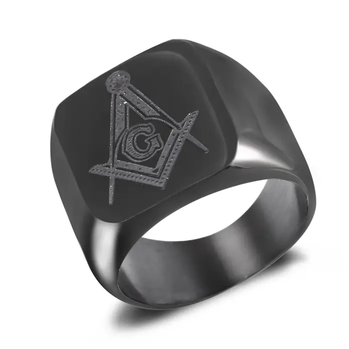 Bague Maçonnique Acier Inoxydable 316L avec Tracking de Sommeil pour Hommes Occasions Spéciales Carnavals Soirées Punk