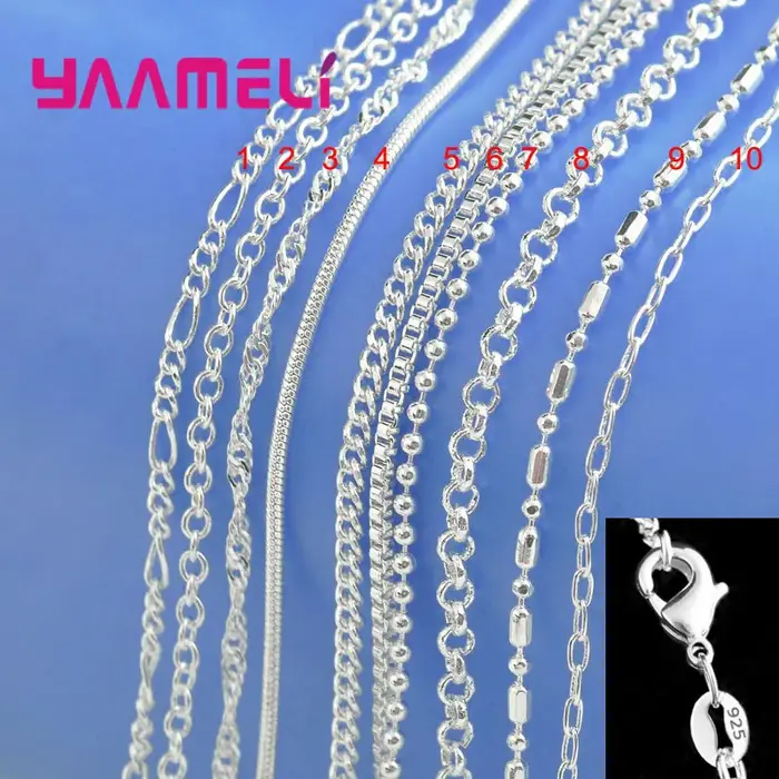 Grande Promotion 100% authentique 925 chaîne en argent Sterling collier avec fermoirs de homard fit 