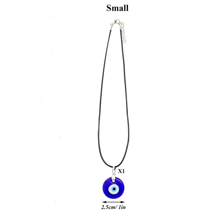 Collier mauvais œil bleu turc, œil en verre, corde en cuir, chaîne ras du cou, pendentifs ronds, col