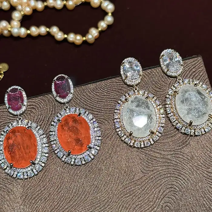 Boucles d'oreilles en zircone pour femmes, grand diamant rond, à la mode, 2025