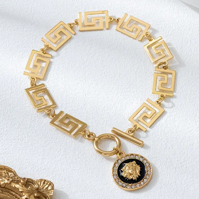 Bracelet de cheville rétro à chaîne épaisse en relief