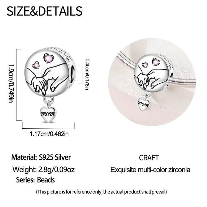 Breloques en argent sterling 925 motif mains de parents et enfants pour femmes bijoux DIY thème de la famille cadeau anniversaire vacances