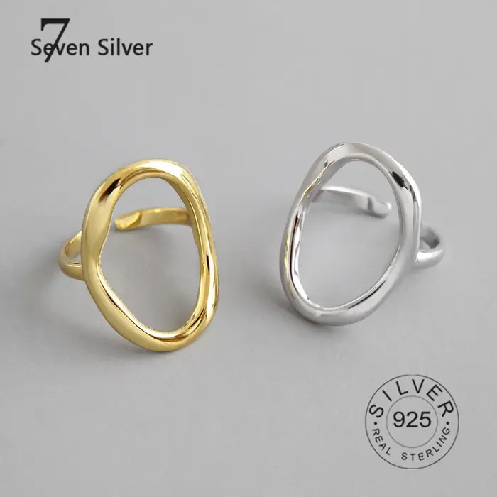 Bagues rondes en argent sterling 925 véritable pour femmes, couleur or ajouré, bijoux fins à la mode