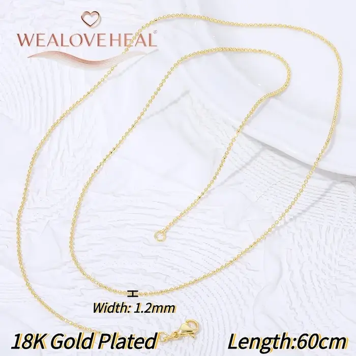 Chaîne en laiton plaqué or 18 carats de 60 cm, largeur 3 mm, pour hommes et femmes, accessoires de c