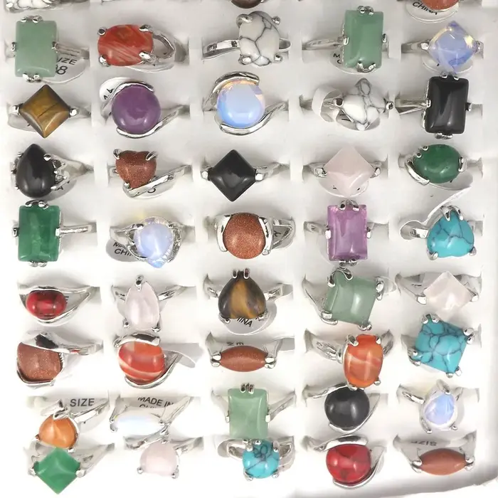 XiaoYaoTYM mélange Lot bagues en pierre naturelle Bague femme bijoux de mode