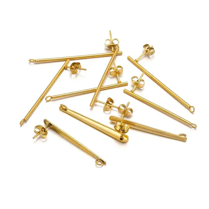 Clous de boucles d'oreilles en acier inoxydable or 18 carats