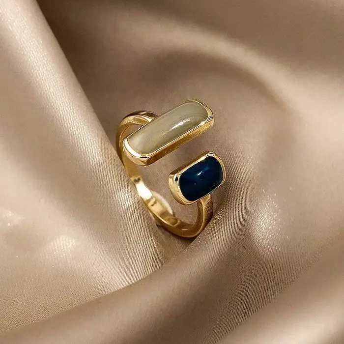 Bague en émail goutte à goutte colorée réglable pour femmes