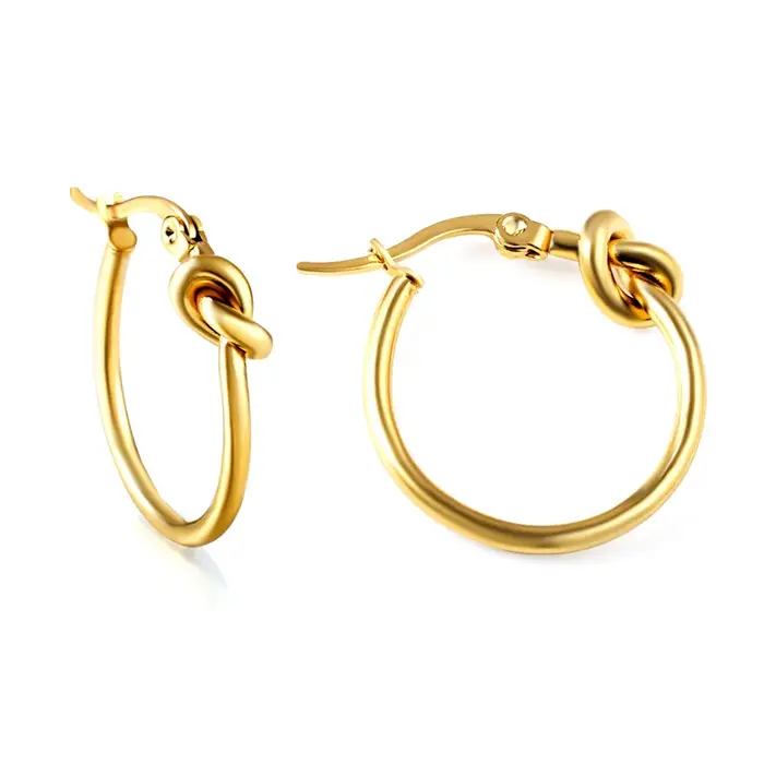 1 paire de boucles d'oreilles en acier inoxydable plaqué or 18 carats, nœud torsadé chic et minimali
