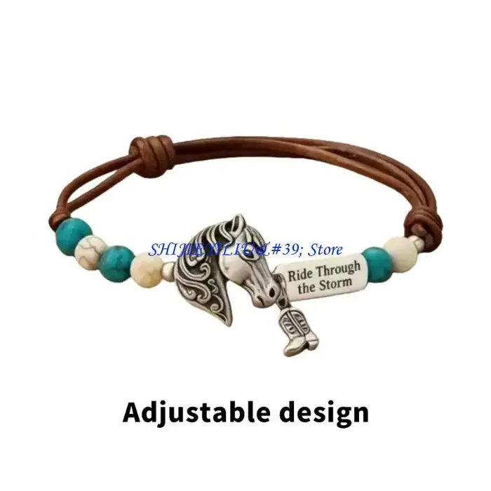 E21F – bracelet à breloques cheval Turquoise bohème élégant