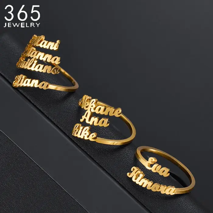 Bague Double nom personnalisée pour hommes et femmes