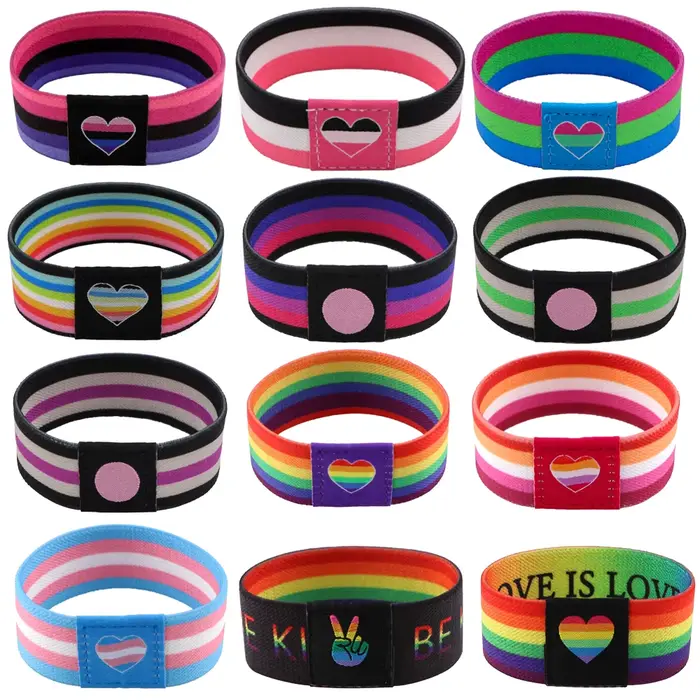 LGBT arc-en-ciel drapeau Bracelet brassard Sport Bracelet élastique Bracelets accessoires de mode Bracelets brassard cadeau