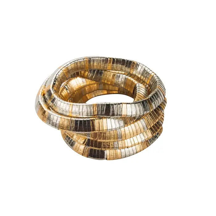 Bracelet élastique géométrique multicouche d'inspiration vintage
