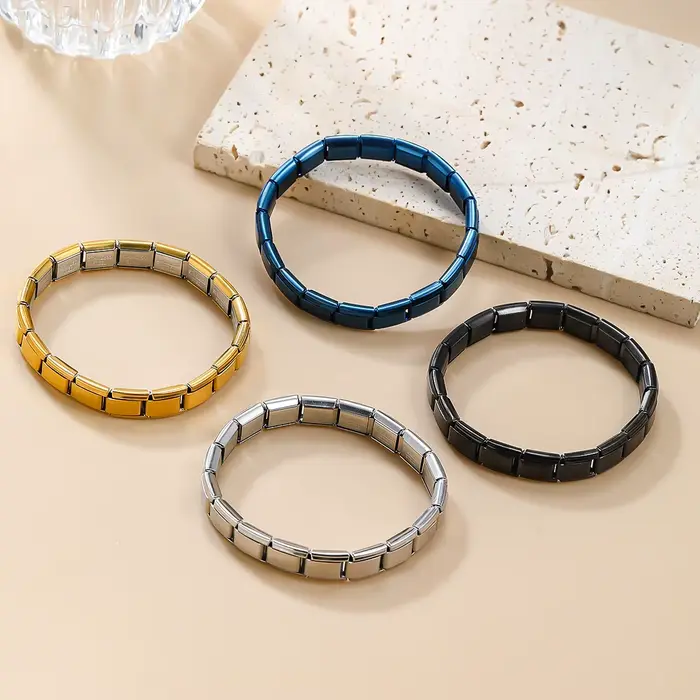 Bracelets carrés en acier inoxydable pour femmes et hommes