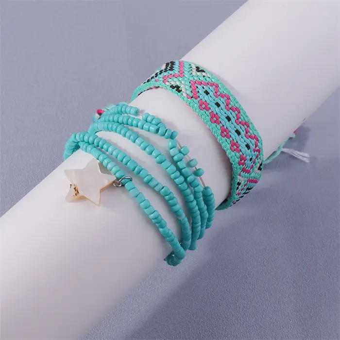 Bracelets de cheville brodés tressés bohèmes faits à la main pour filles