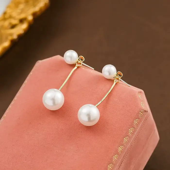 Boucles d'oreilles françaises luxueuses en perles pour femmes, bijoux élégants, cadeaux