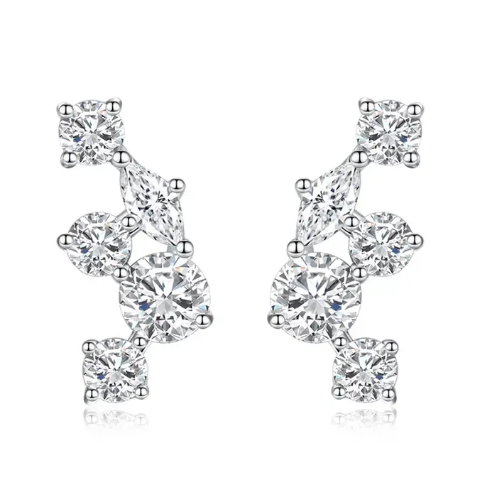 Vinregem – boucles d'oreilles scintillantes en diamant à haute teneur en carbone pour femmes, clous 