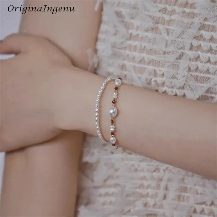 Bracelet en Grenat Naturel Rempli d'Or 14K