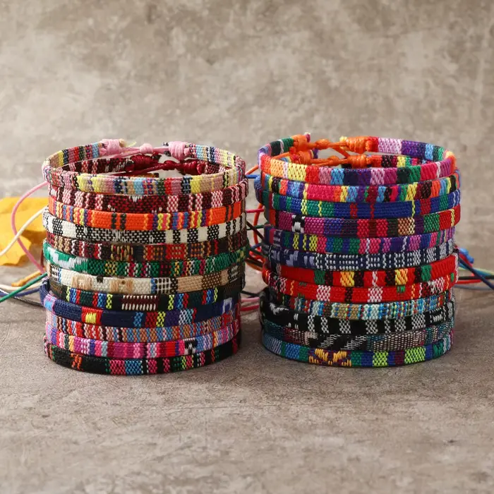 Ensemble de 24 bracelets de Style bohème pour femmes, Bracelet de Surf d'amitié en tissu coloré aléa