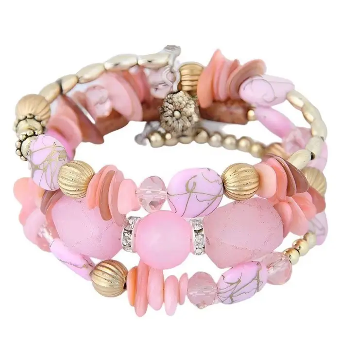 Bracelets multicouches en pierre de résine, bracelets élastiques à perles de couleurs variées, brace