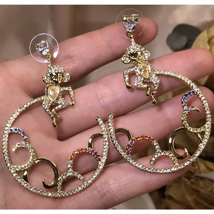 Original 2025 élégant vert cristal ensemble de bijoux fins pour les femmes or en forme d'éventail petite feuille collier boucles d'oreilles Bracelets bagues