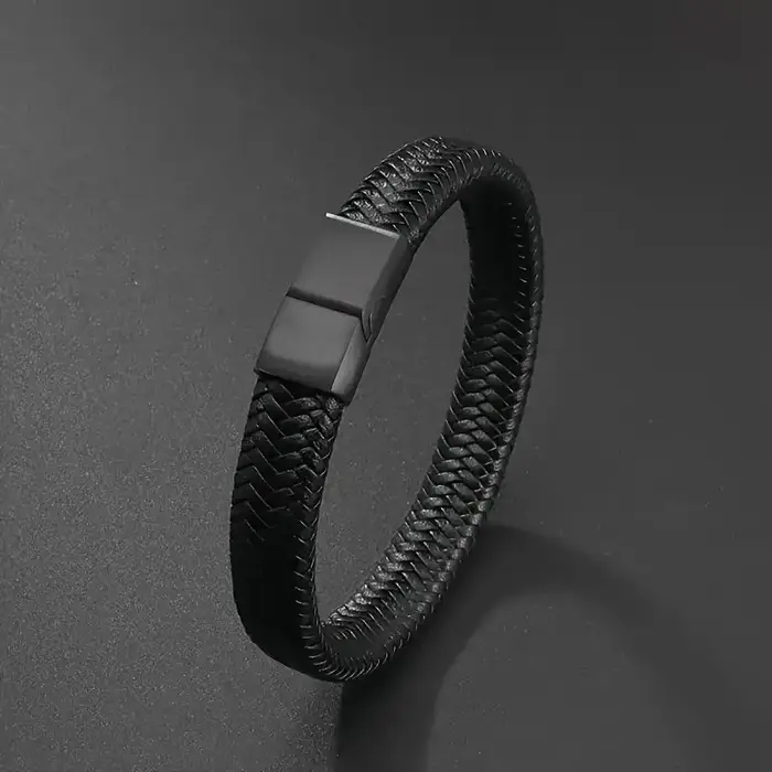 1 Pack Bracelet en cuir tressé tendance et à la mode pour hommes et femmes