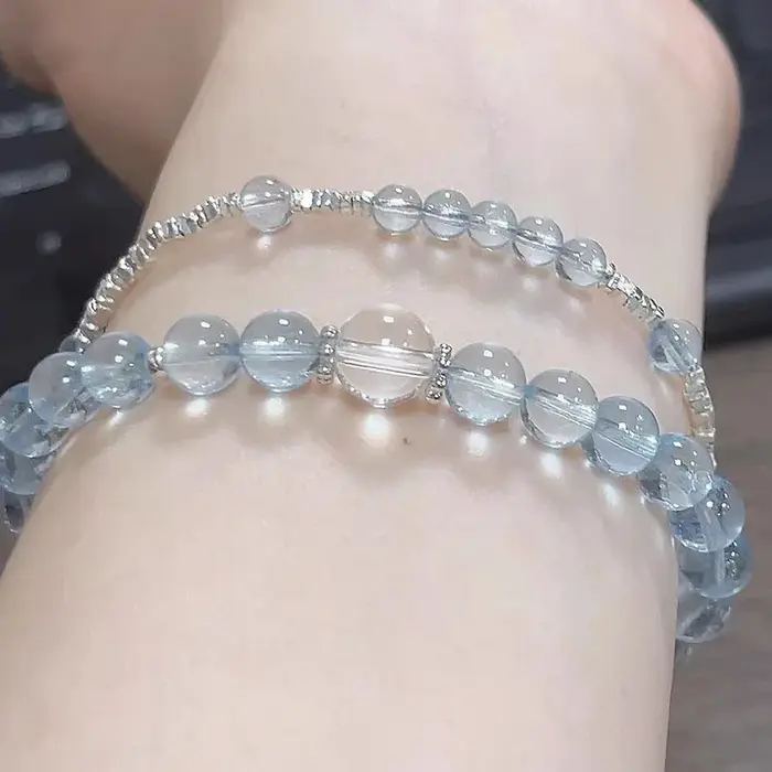 Bracelet aigue-marine en cristal d'argent cassé