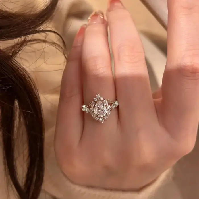 Belle bague en argent sterling 925 - idéale pour les fiançailles, les mariages et les bagues de haut