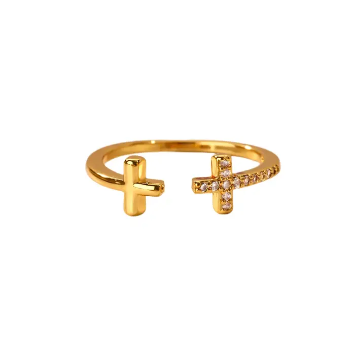 Bagues croisées en zircon pour femmes, couleur or, bague géométrique croisée, bijoux de mode esthéti