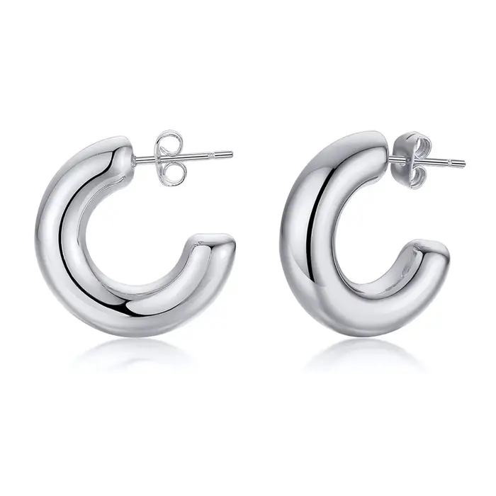 Boucle d'oreille creuse pour femmes, boucles d'oreilles en acier inoxydable, moyen, audacieux, sans 
