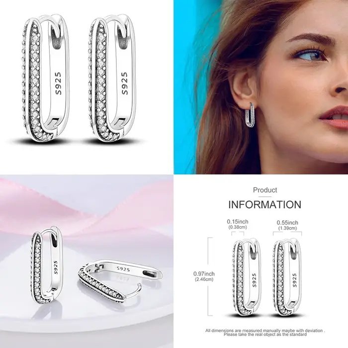 Boucles d'oreilles créoles en argent Sterling 925 serties de zirconium blanc pour femmes, style élégant et bohème, parfait pour les occasions spéciales, mariages, anniversaires et cadeaux romantiques