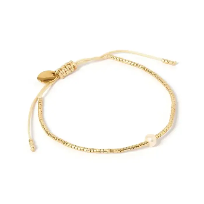 KKBEAD-Bracelet Fin en Perles Naturelles pour Femme, Bijou Ajustable en Or, Idéal comme Cadeau