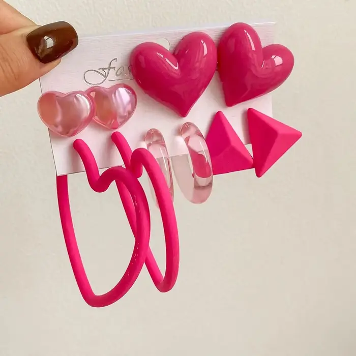 Po-Boucles d'Oreilles Triangle en Forme de Cœur pour Fille, Jolies Boucles Géométriques en Néon, Bij