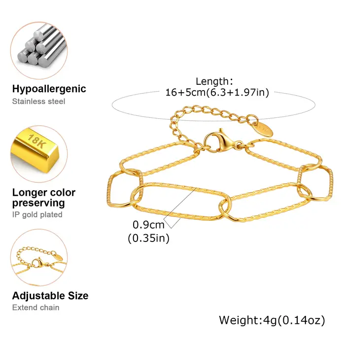 Bracelet coeur pour femme, fermoir à bascule en acier inoxydable plaqué or 18 carats, bracelets à ma