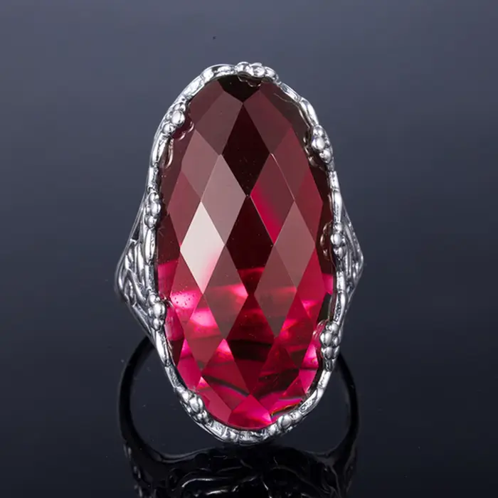 Szjinao massif 14*27mm grande pierre rubis anneaux Vintage solide en argent Sterling 925 grand créateur bijoux pour les femmes cadeau de fête 2025