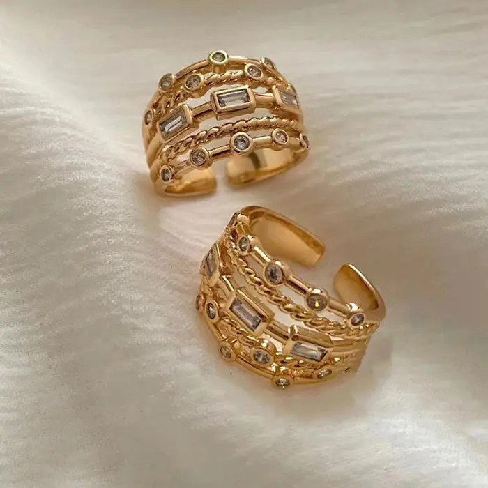 Nwe – bagues de soleil plaquées or 18 carats pour femmes