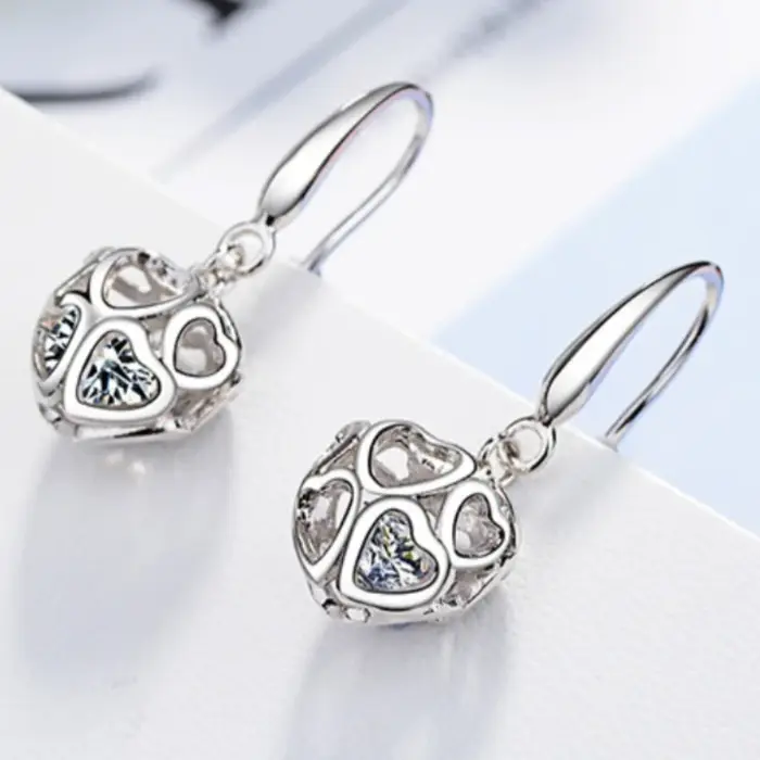 Boucles d'oreilles en argent sterling 925, bijoux Linglong en forme de cœur pour femmes, bijoux de m