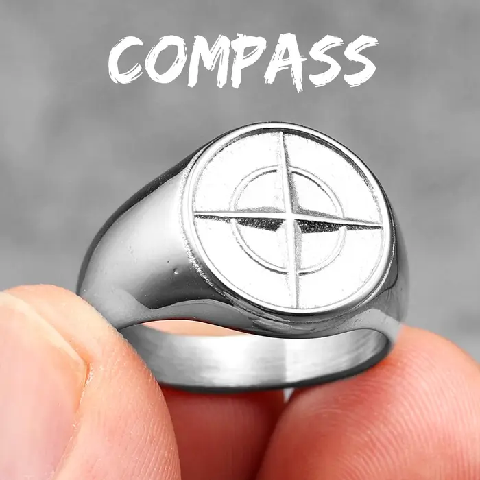 Bague boussole pour hommes, en acier inoxydable 316L, étoile Polaris, Punk Rock, pour motard, petit 