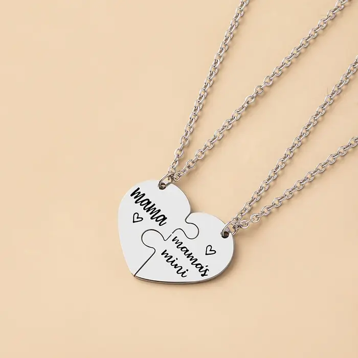 Collier pendentif puzzle en forme de cœur