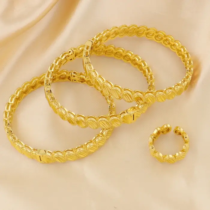 Bracelet bohème en or dubaï 24k pour femmes, rétro Simple, couleur or, Bracelets en métal, breloque 