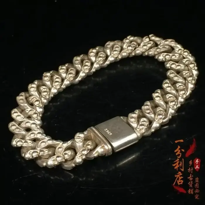 Bracelet tibétain en argent, type ficelle, à la mode, bijoux à breloques de personnalité, fabricatio