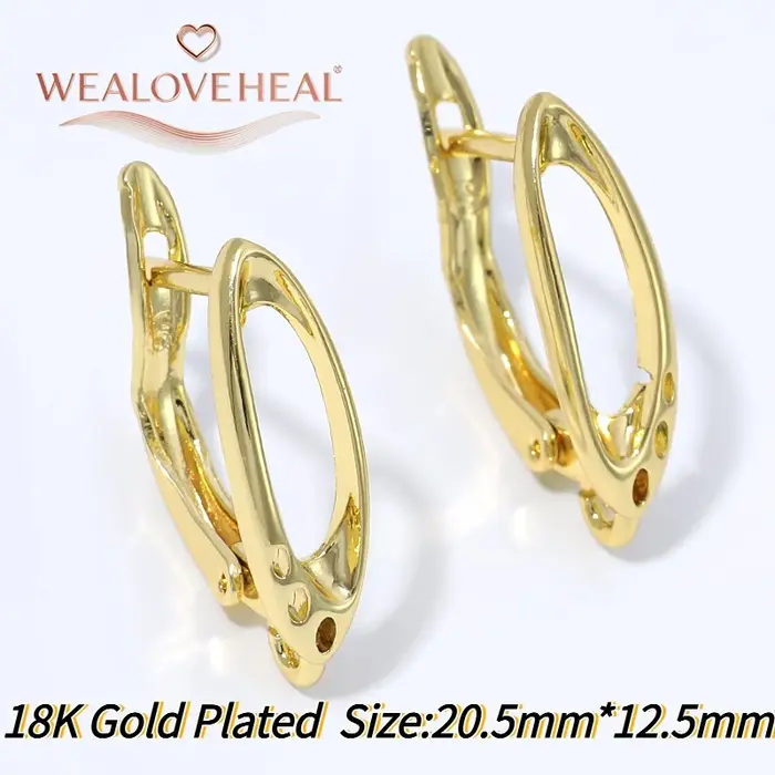 Crochets d'oreilles de luxe en laiton plaqué or 18 carats avec nœud papillon, fermoirs à levier, fil