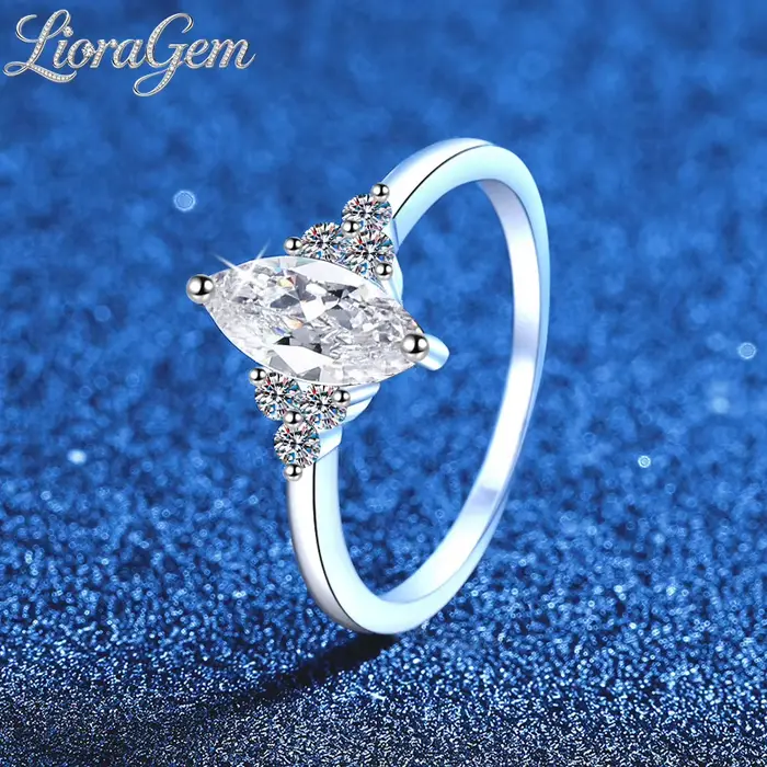 Bague de Fiançailles en Moissanite Marquise 1 Carat pour Femme