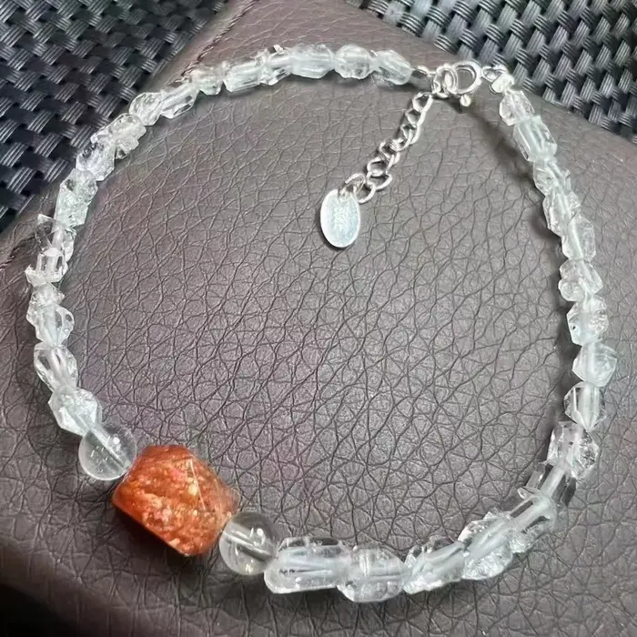 Unité un Bracelet 925 argent avec joli mignon naturel Herkimer diamant cristal forme libre Bracelet 