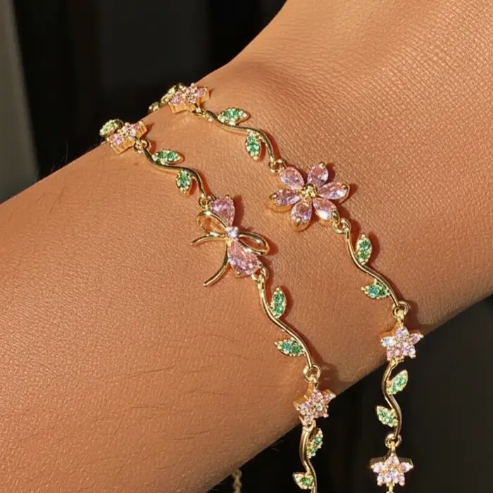 Nouveaux bracelets en forme de nœud papillon couleur rose rouge pour femmes