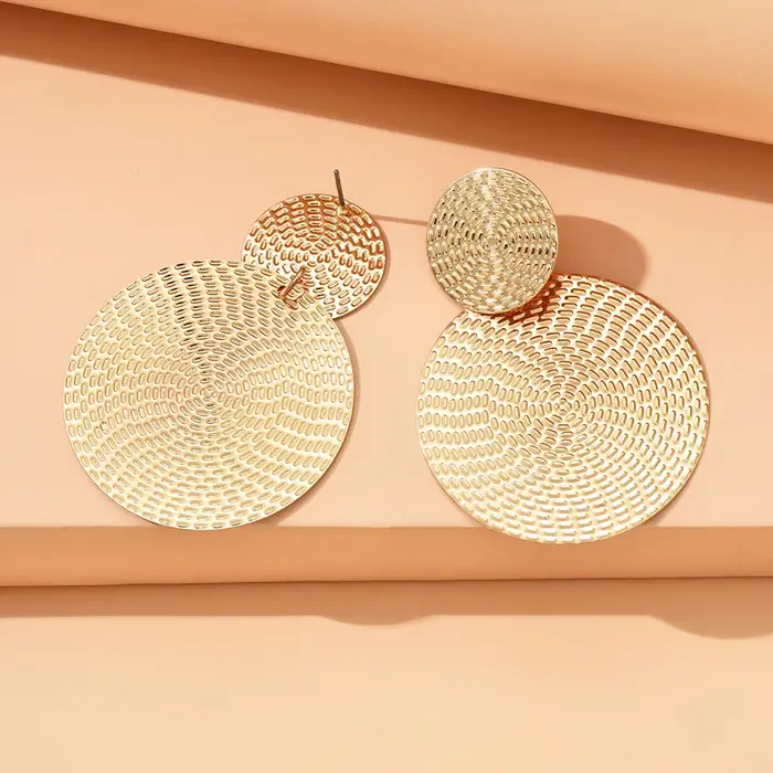 Aretes De Mujer bohême à la mode géométrique métal boucles d'oreilles rondes pour les femmes