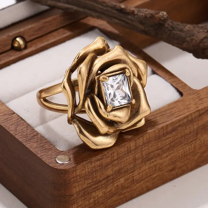 Bague ouverte en métal pour femmes, bijoux Vintage, tempérament élégant, fleur, cadeaux féminins, De