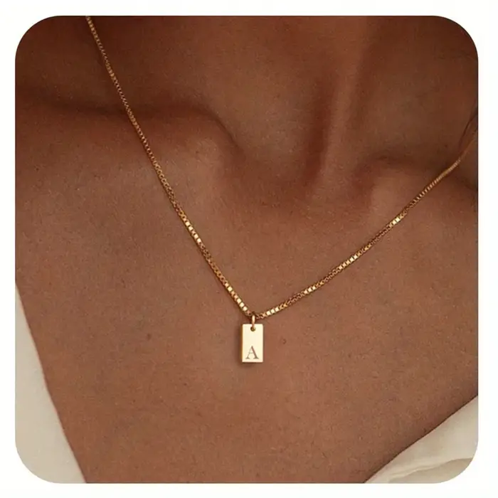 Collier avec pendentif initial et lettres pour femmes, plaqué or Simple, bijoux cadeau