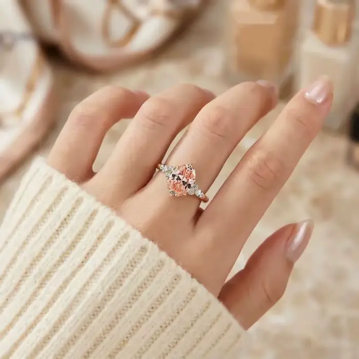 Produit le plus vendu - Bague en argent sterling 925 Pappalacha rose orange - Tendance pour les femmes
