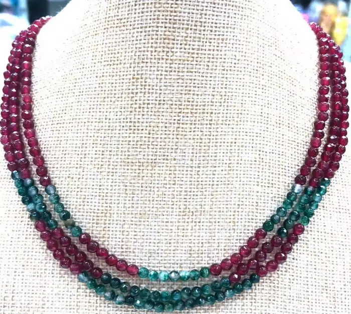 Nouveau collier de bijoux naturel 4mm rubis